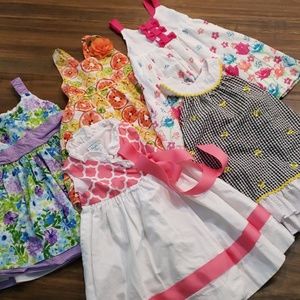Lot of 5 size 2T spring and summer dresses.